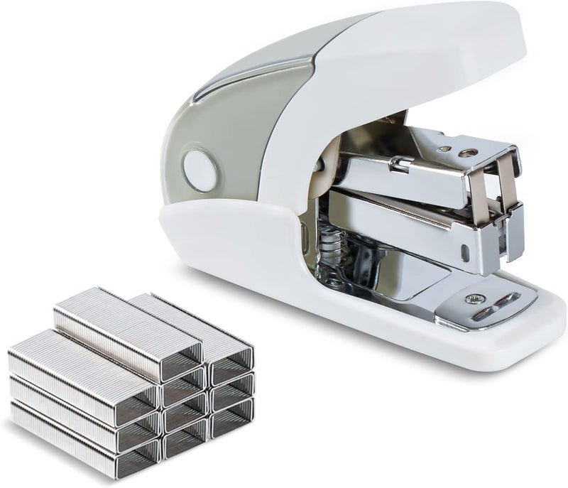 PAPERPAL Effortless Mini Stapler Set, 20 Sheet Capacity, Integrated Remover & Staple Storage, Holds 1/4" Staples, Includes 1000 Staples, Lightweight, Office, School & Daily Use, White - Image 1